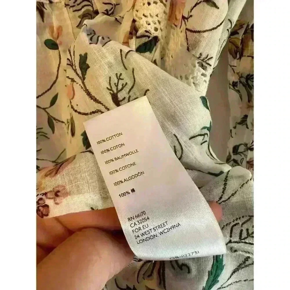 Ginevra for Anthropologie Cottage Core Lace Floral Babydoll Blouse Size Small - Picture 8 of 9